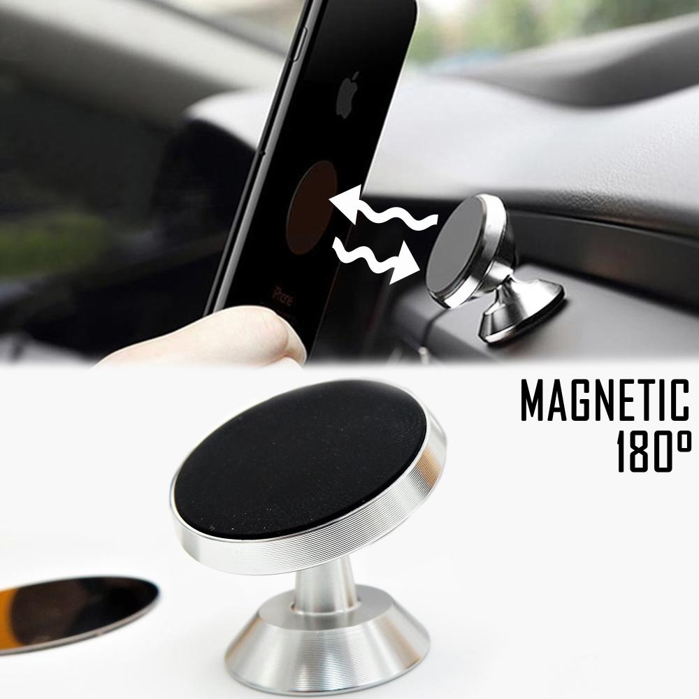 Magnetische Handyhalterung für Auto Kfz, Büro, Tablet und Smartphone, um  180 ° Verstellbar aus Silber Stahl, Universal