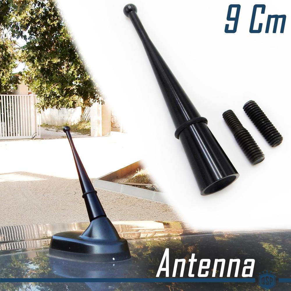Antenna Auto Universale Corta 9 cm ad Avvitamento in Alluminio Nero Tuning,  VERA RICEZIONE Segnale RADIO AM-FM-DAB+