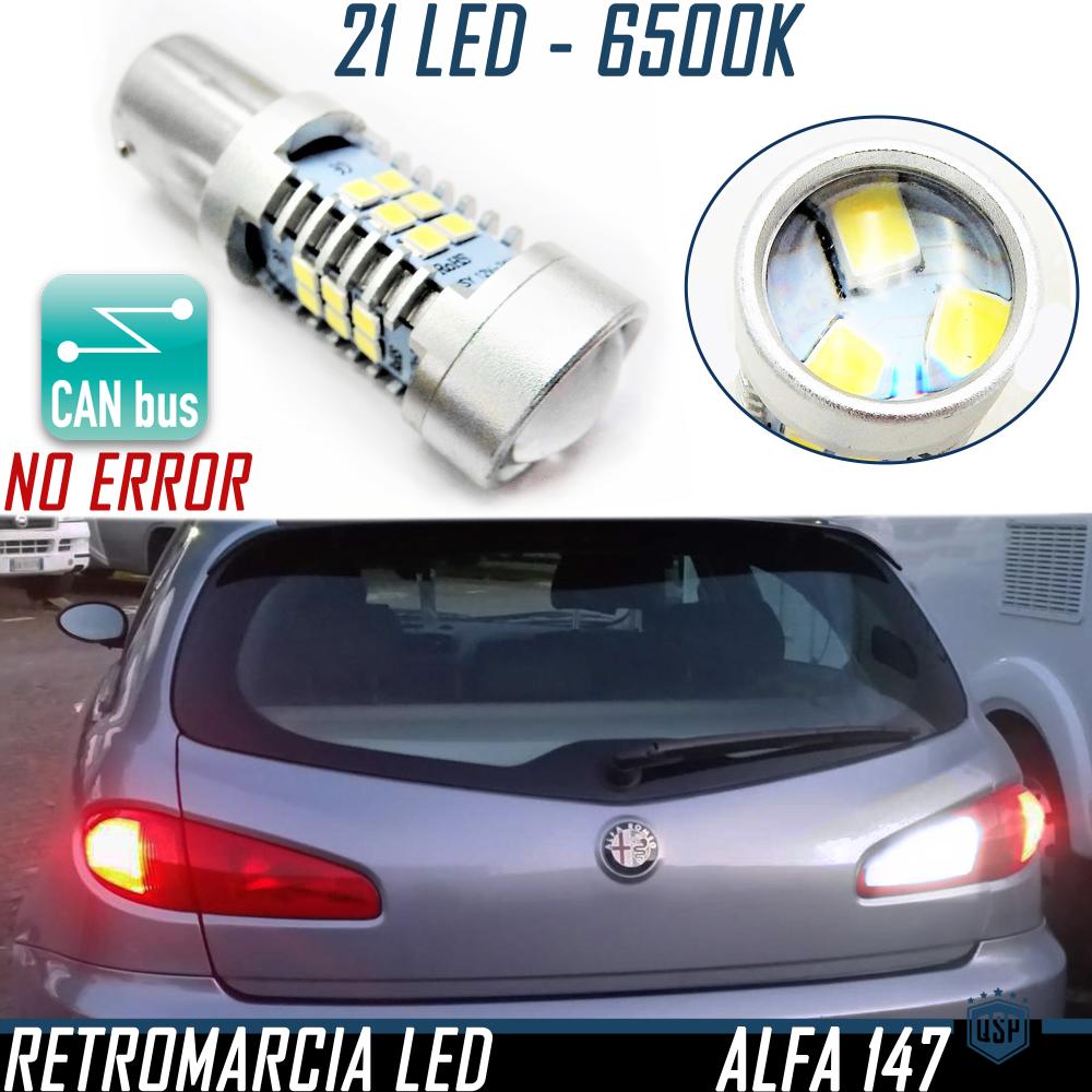 X1 Luce RETROMARCIA LED per Alfa Romeo 147 (05-10), Lampada P21W (BA15S)  con LENTE 3D, 21 LED 6500K Bianco, CANBUS