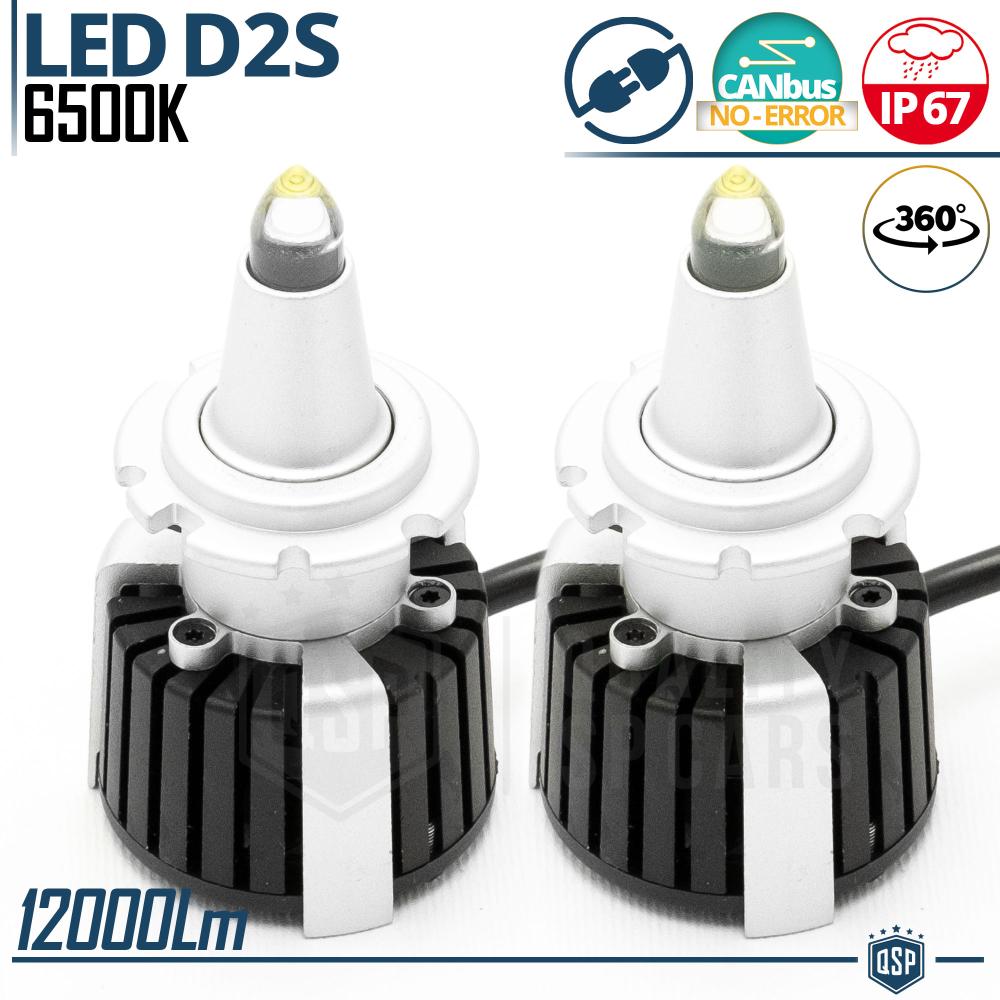 D2S LED Kit | Konvertierung von Xenon HID zu LED Birnen Plug & Play |  Kraftvolles weißes Licht 360 ° | 12000LM 6500K