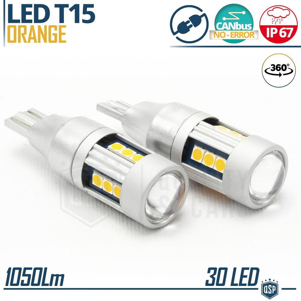 2pcs T15 W16W LED CANbus, 360° Orange TURN SIGNAL Bulbs light