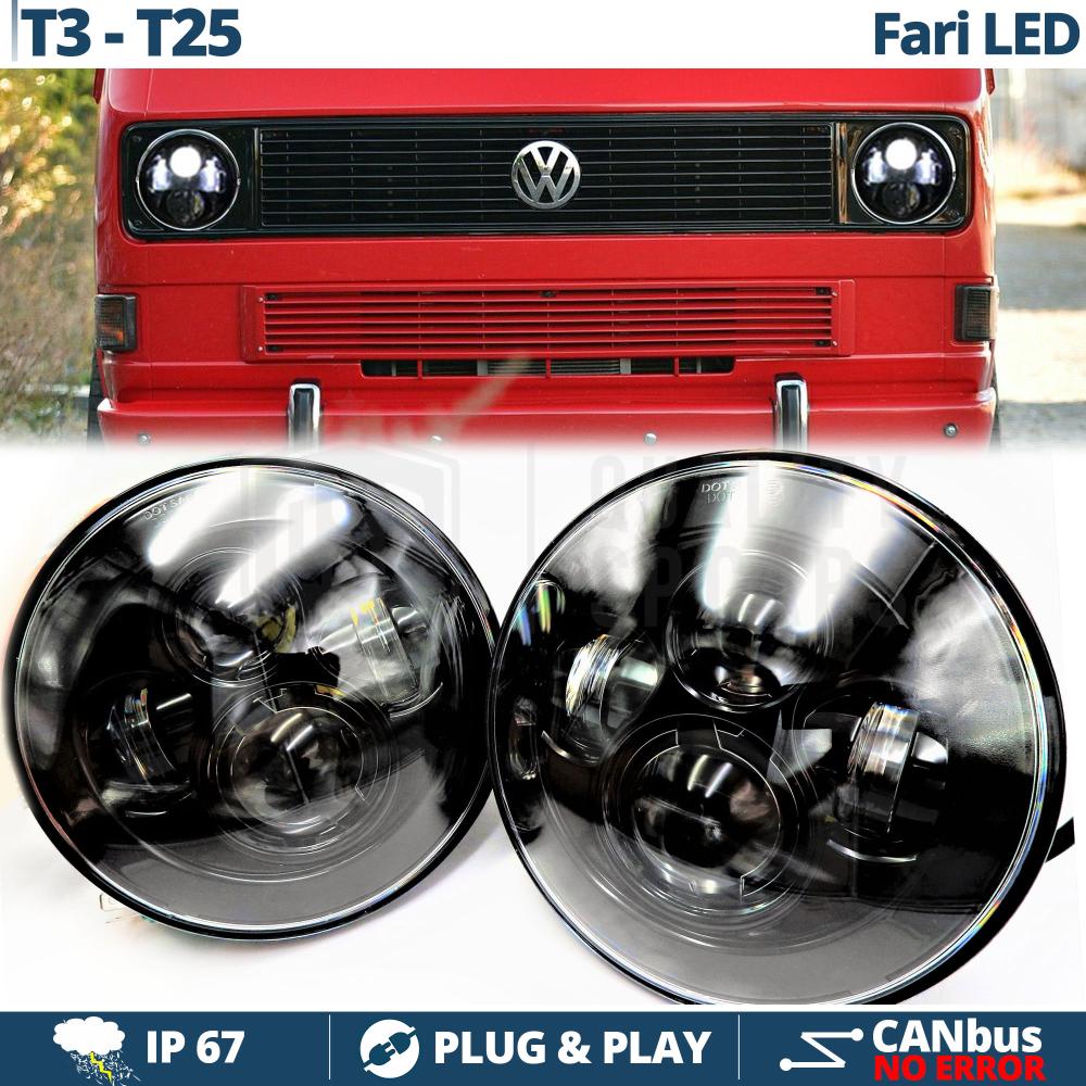 Satz LED Frontscheinwerfer, 7 Zoll, Chrom, mit E-Prüfzeichen, Zubehör VW  Bus T3, Fahrzeugtechnik