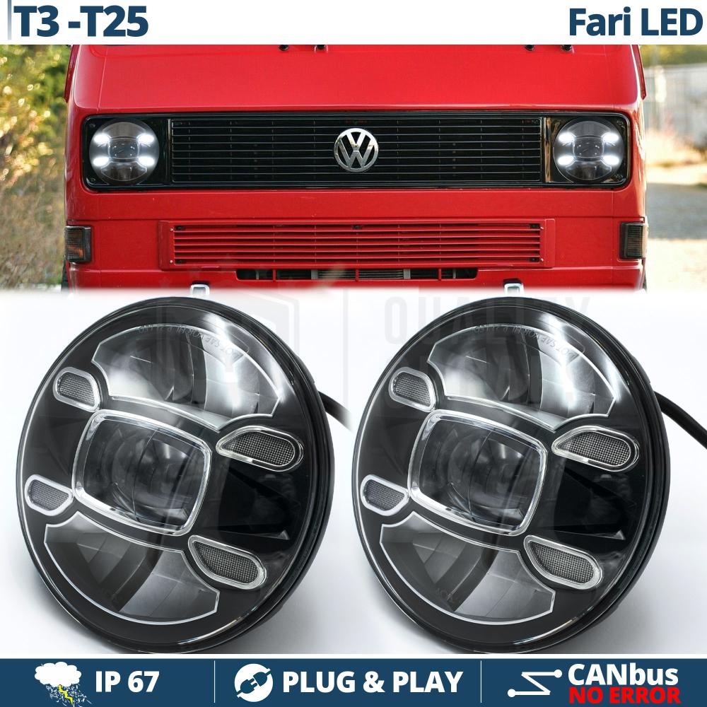 Satz LED Frontscheinwerfer, 7 Zoll, Chrom, mit E-Prüfzeichen, Zubehör VW  Bus T3, Fahrzeugtechnik