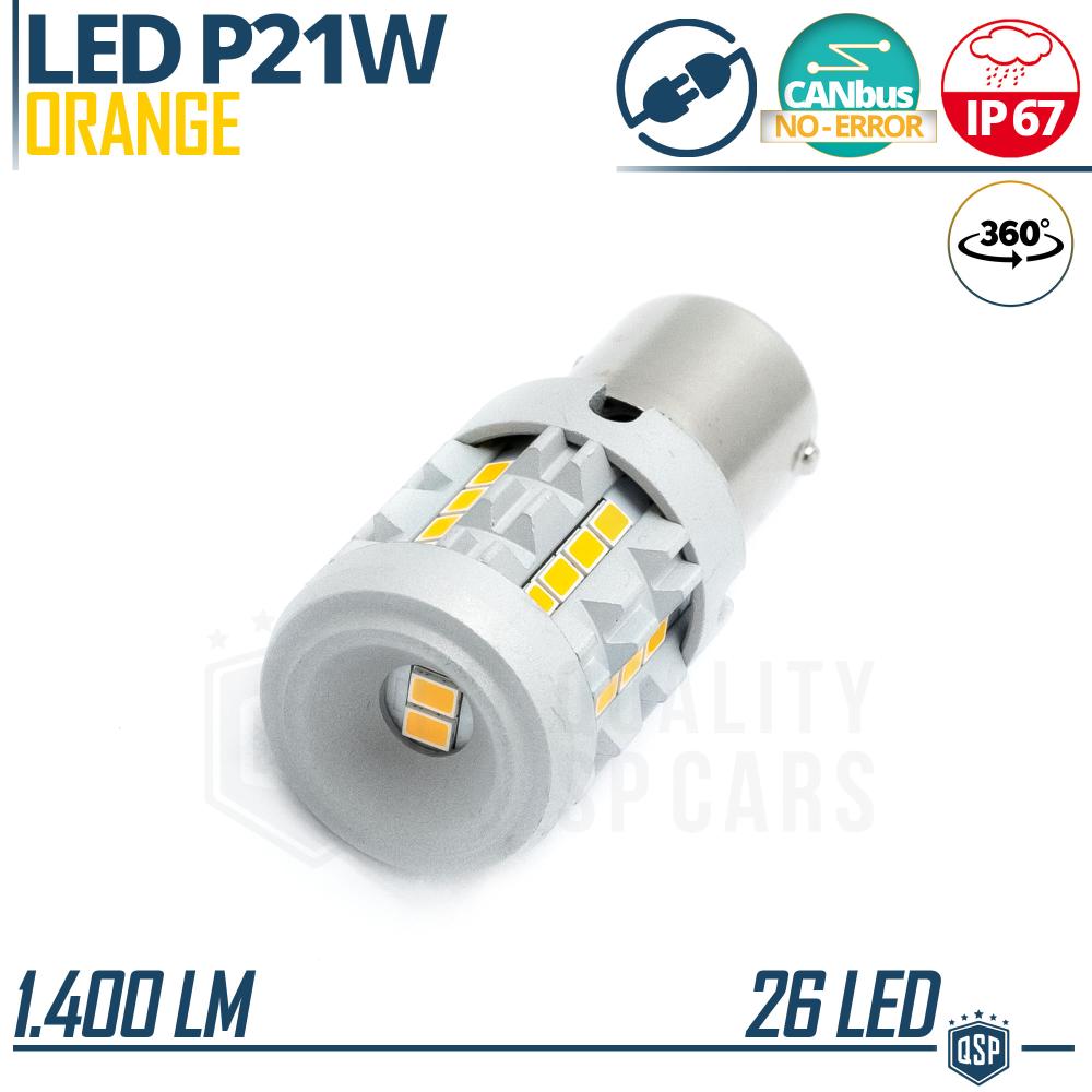 1x Ampoule LED P21W - BA15S CANbus | Clignotants Led Lumière Orange |  1400LM Plug & Play