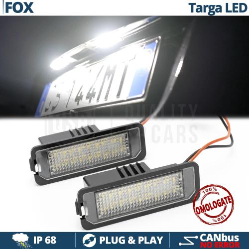 2 Placchette Luci Targa LED per VW Fox Omologate | Luce Bianca Potente 6500K NO Error
