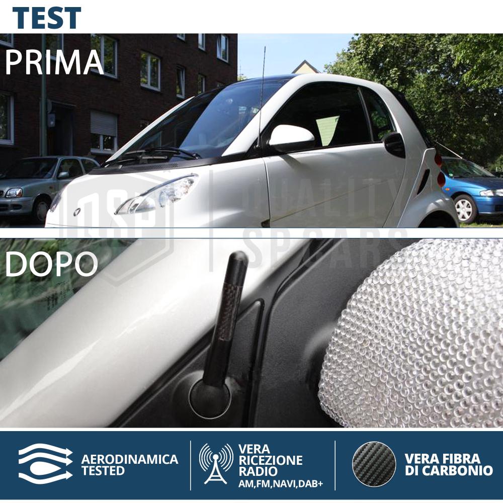 Antena Coche Corta 8 CM Tornillo PARA FORD ECOSPORT-EDGE Fibra de Carbono  Recepción Radio Verdadera AM-FM-DAB