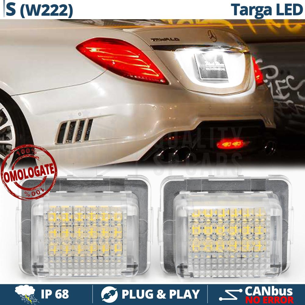 2 Kennzeichenbeleuchtung Led für Mercedes S Klasse W222, Canbus 18 Led  6.500K, Plug & Play