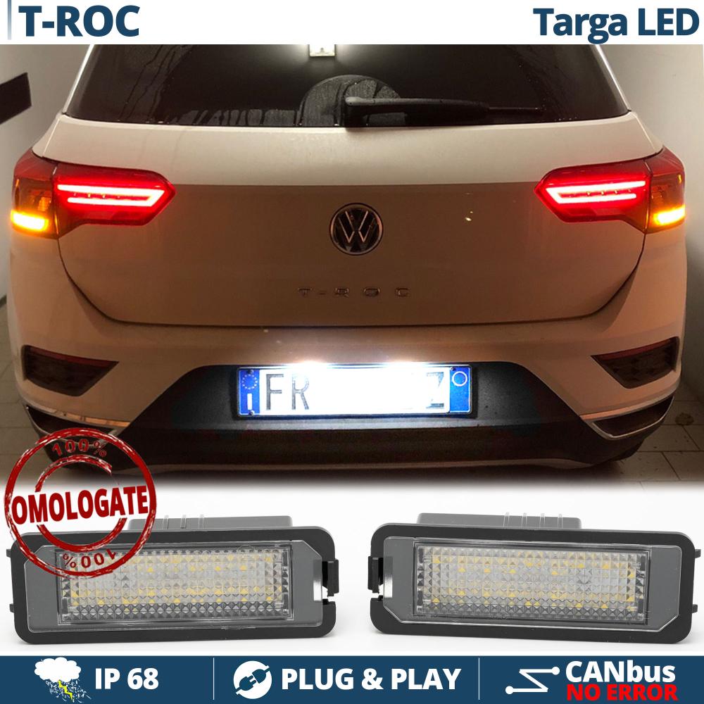 2 Kennzeichen Beleuch LED Lampe fur VW T-Roc, 100% CANbus, 18 LED 6.500K  Weißes Eis, Plug & Play