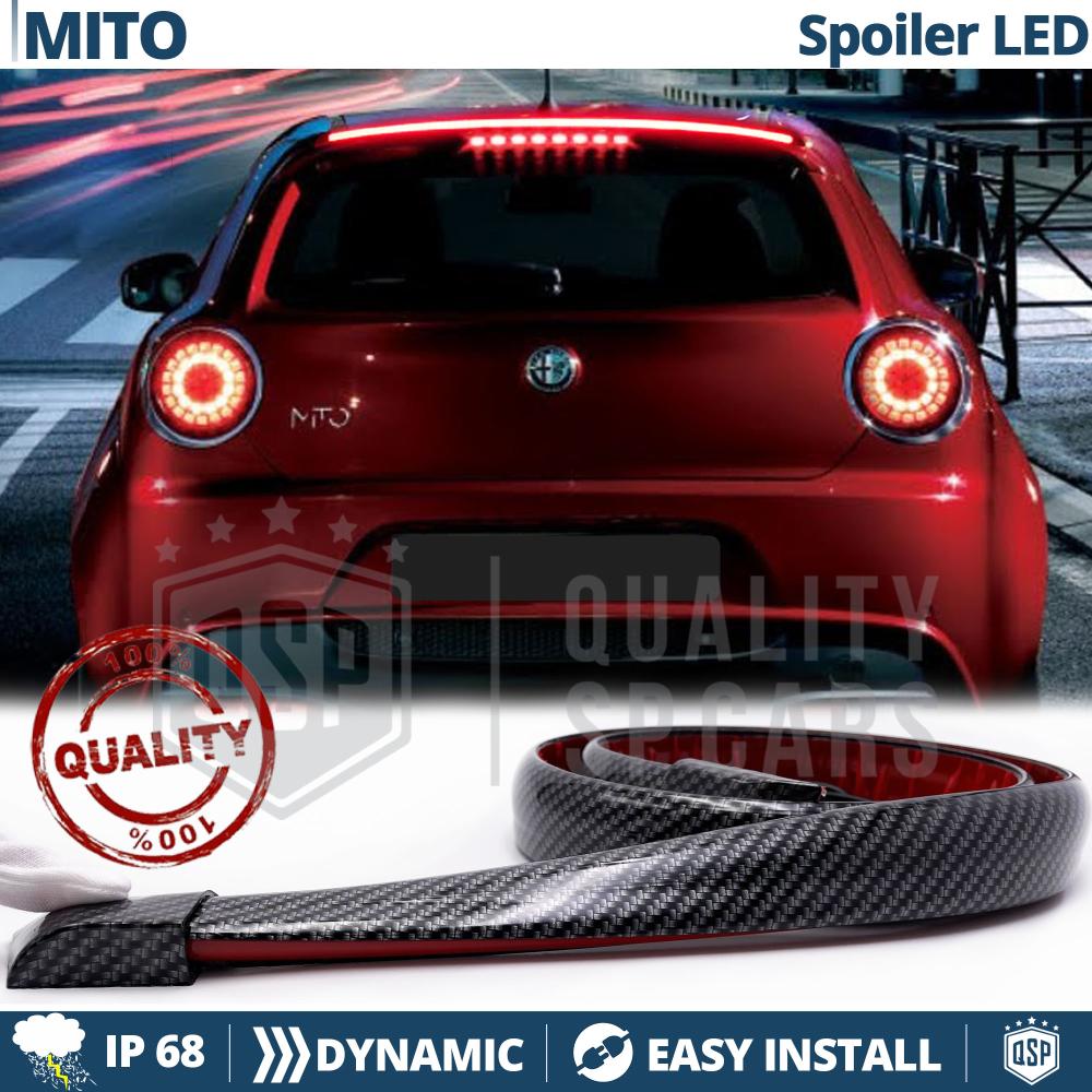 Rear Adhesive LED SPOILER For Alfa Mito | Roof SEQUENTIAL LED Strip in  Black Carbon Fiber Effect