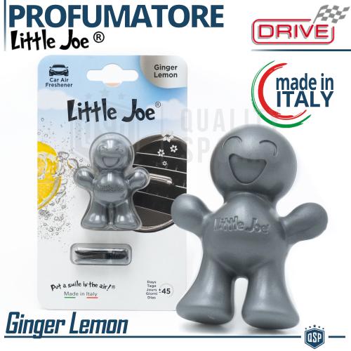 PROFUMATORE Auto Omino Little Joe® SILVER | Profumo Abitacolo ZENZERO LIMONE 45gg | MADE IN ITALY