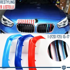 3x ABS Grille COVER STRIPES in Colors M Sport for BMW 1 Series (F20 F21) Facelift '15-'17 WITH 9 Grills Calander