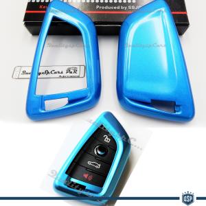 Cover Rigida Blu Metallizzato, Guscio per Chiave Bmw X4 (G02), Copertura Protezione Telecomando in ABS Termico