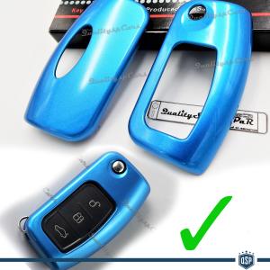 Metallic Blue Hard Remote Key Cover for Ford Fiesta VI Protector Shell Case in Thermal Abs