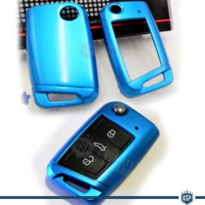 Blue Hard Remote Key Cover for Seat ARONA Protector Shell Case in Thermal Abs
