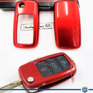 Red Hard Remote Key Cover for VW TIGUAN I Protector Shell Case in Thermal Abs