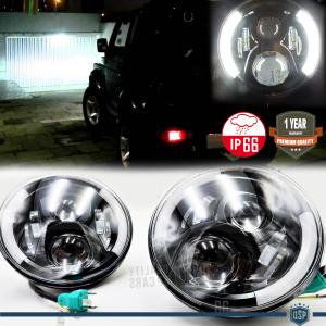 X2 Full LED 7" Inches Headlights 6500K for SUZUKI JIMNY HEADLIGHT Parking Lights - Low Beam - High Beam - Angel Eyes - Turn Light