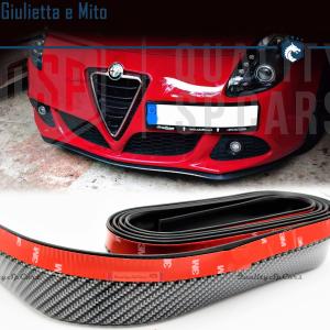 Spoiler Adesivo Effetto Carbonio Nero per Alfa Romeo Giulietta e Mito, Lama Sotto Paraurti o Minigonne Flessibile 