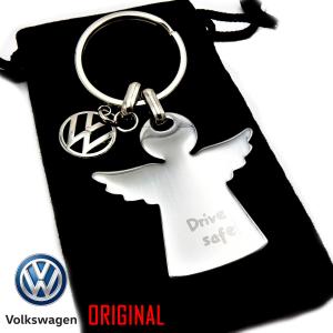 Llavero Original Logotipo VW y Ángel Guardián "DRIVE SAFE!" para Volkswagen en Acero