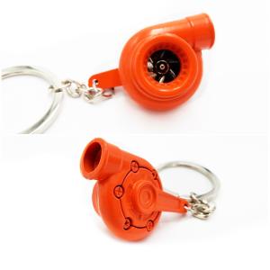 Car Keychain Real Movement PROPELLER TURBINE Orange in Metal Keyring GIFT IDEA