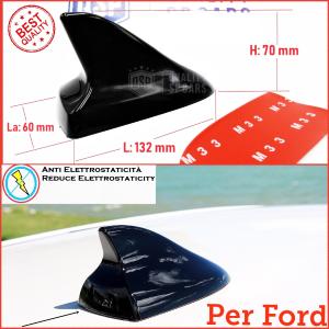 FAKE Car Antenna Adhesive SHARK FIN, Black Compatible with FORD ABS Resin Sport Aesthetics