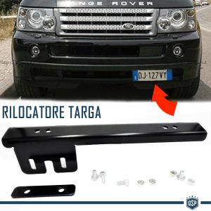 Front License Plate Holder for Land Rover, Side Relocator Bracket, in Anodized Black Steel