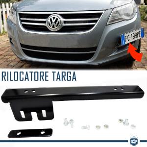 Front License Plate Holder for Volkswagen, Side Relocator Bracket, in Anodized Black Steel
