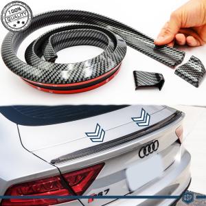 Adhesive Rear SPOILER FOR AUDI A7-A8, for Trunk / Roof Lip Wing in BLACK Carbon Fiber Effect EPDM flexible