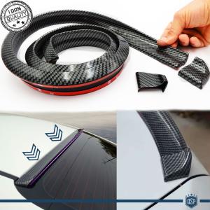 Adhesive Rear SPOILER Compatible with FIAT, for Trunk / Roof Lip Wing in BLACK Carbon Fiber Effect EPDM flexible