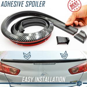 Adhesive Rear SPOILER FOR MITSUBISHI LANCER-3000GT, for Trunk / Roof Lip Wing in BLACK Carbon Fiber Effect EPDM flexible