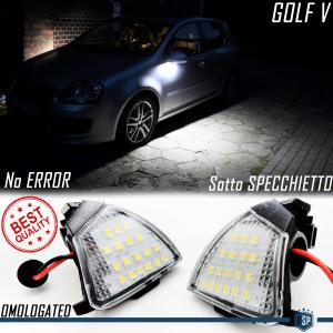 2 LED Puddle Lights Under Mirrors for VW Golf 5, Plus CANbus 6.500K White ICE Plug & Play