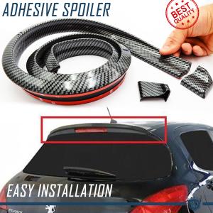 Adhesive Rear SPOILER FOR PEUGEOT 106-107-108, for Trunk / Roof Lip Wing in BLACK Carbon Fiber Effect EPDM flexible