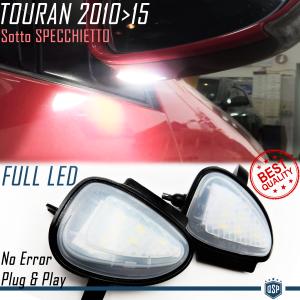 Placchette LED Luci Sotto Specchietto per VW Touran 1T3, Canbus 6.500K Bianco Ghiaccio, Plug & Play 