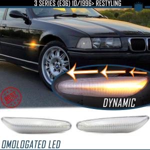 Frecce LED Dinamiche Sequenziali per BMW Serie 3 (E36) Restyling Laterali Bianche, Omologate, CANbus No Error