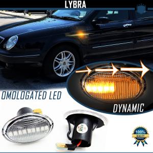 Sequential Dynamic LED Side Markers for Lancia Lybra, Canbus No Error, E-Approved, White Lens, Plug & Play