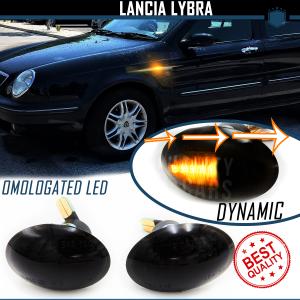Car Sequential Dynamic LED for LANCIA LYBRA Side Markers Black Smoke Lens, E-Approved, Canbus No Error