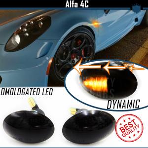 Car Sequential Dynamic LED for ALFA ROMEO 4C, Side Markers Black Smoke Lens, E-Approved, Canbus No Error