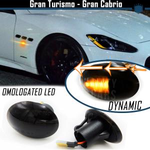 Car Sequential Dynamic LED for MASERATI GranTurismo, GranCabrio, Side Markers Black Smoke Lens, E-Approved, Canbus No Error