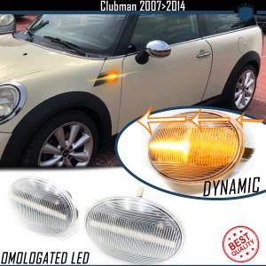 2 Sequential Dynamic LED Side Markers for MINI Clubman (R55) E-Approved, White Lens, Canbus No Error