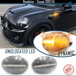 2 Sequential Dynamic LED Side Markers for MINI Coupé, Roadster (R58, R59) E-Approved, White Lens, Canbus No Error
