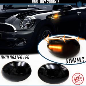2 Sequential Dynamic LED Side Markers for MINI Cooper (R56, R57) E-Approved, Smoke Lens, Canbus No Error