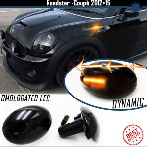2 Sequential Dynamic LED Side Markers for MINI Coupé, Roadster (R58, R59) E-Approved, Smoke Lens, Canbus No Error