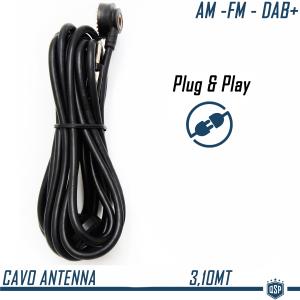 Cavo Antenna Auto Tetto Plug & Play| 3,1Mt | VERA RICEZIONE Segnale AUTORADIO AM-FM-DAB+