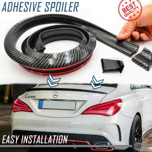 Adhesive Rear SPOILER FOR MERCEDES CLA, for Trunk / Roof Lip Wing in BLACK Carbon Fiber Effect EPDM flexible