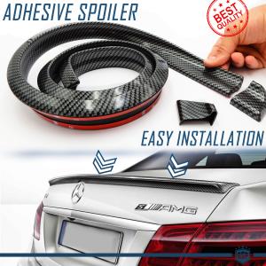 Adhesive Rear SPOILER FOR MERCEDES E CLASS, for Trunk / Roof Lip Wing in BLACK Carbon Fiber Effect EPDM flexible