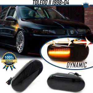2 Sequential Dynamic LED Side Markers for SEAT TOLEDO 2 (98-04) | E-Approved, Canbus No Error, Black Lens