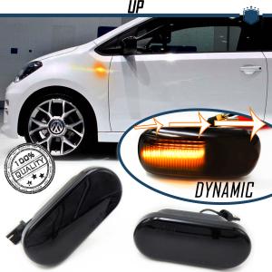 2 Sequential Dynamic LED Side Markers for VW UP (2011>) | E-Approved, Canbus No Error, Black Lens