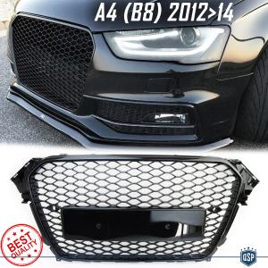 Front GRILL for AUDI A4 RS4 B8 LCI (11-15) | Honeycomb, Glossy Black