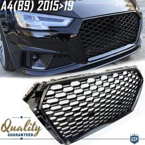 Front GRILLE for AUDI A4 RS4 B9 (2015>) | Honeycomb, Glossy Black