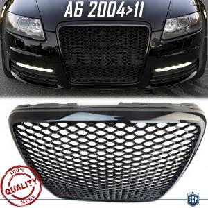 Front GRILLE for AUDI A6 RS6 C6 (04-11) | Honeycomb, Glossy Black