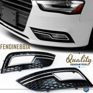 Fog Light Grill Trim for AUDI A4 RS4 (B8) Facelift 11>15 | Honeycomb, Black Front Lower Bumper Cover Grille   